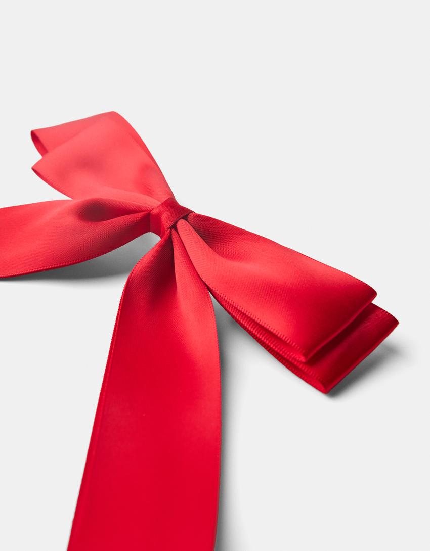 Passant cheveux nœud satiné-Rouge-2