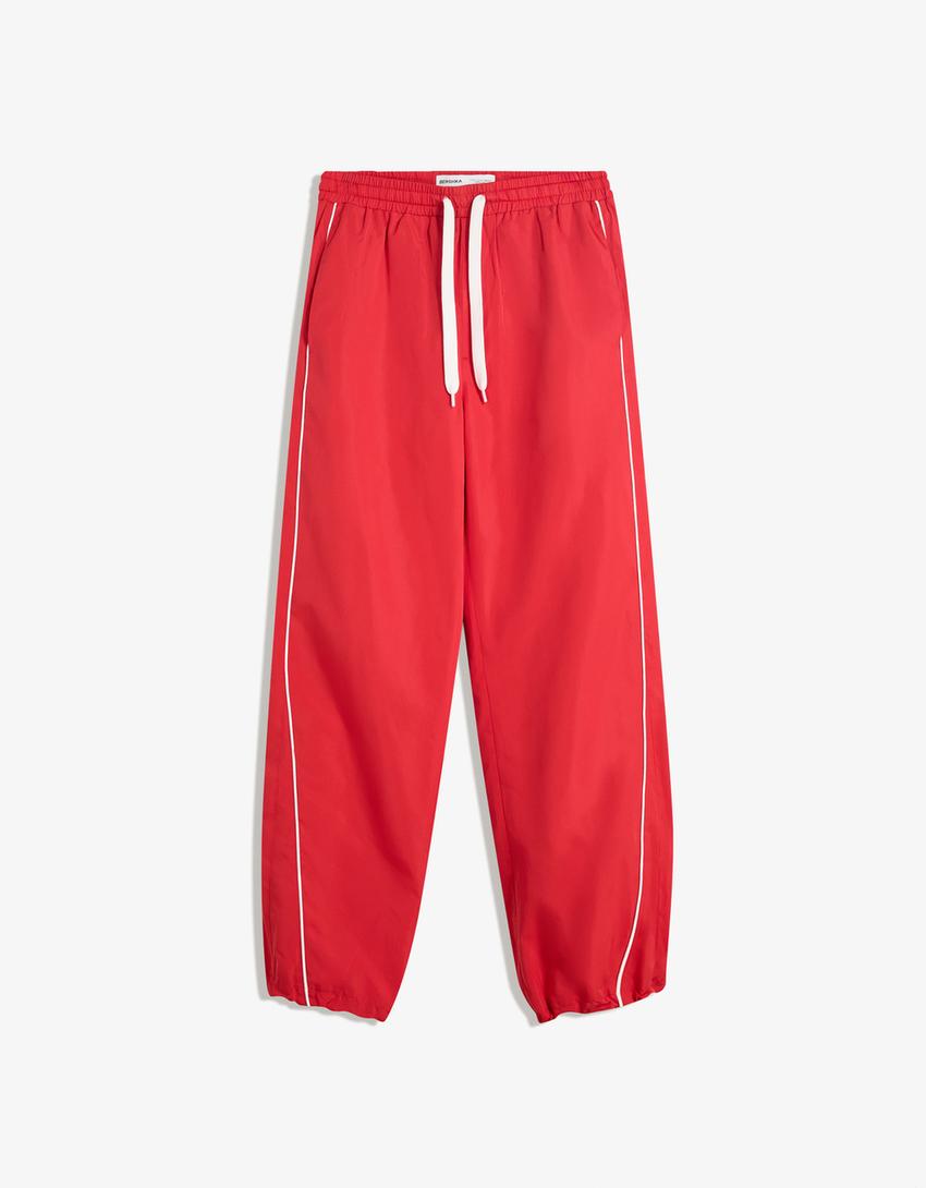 Calças técnicas baggy fit sport-Vermelho-3