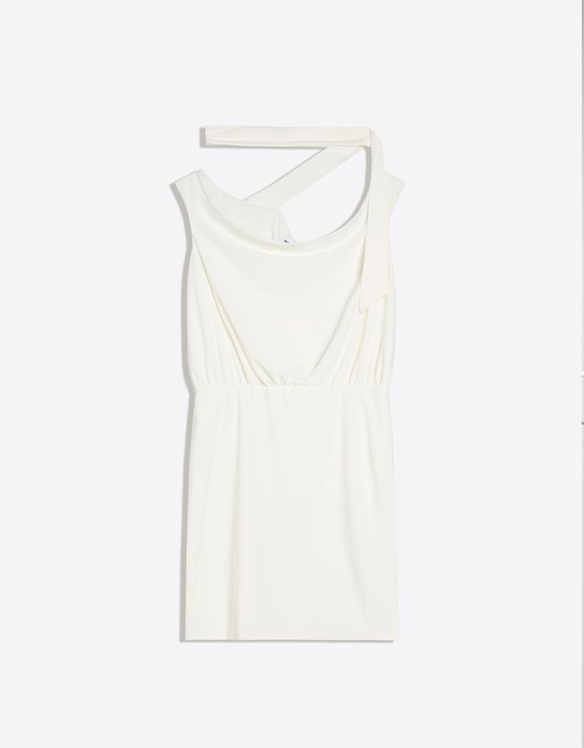 Bardot mini scarf dress-White