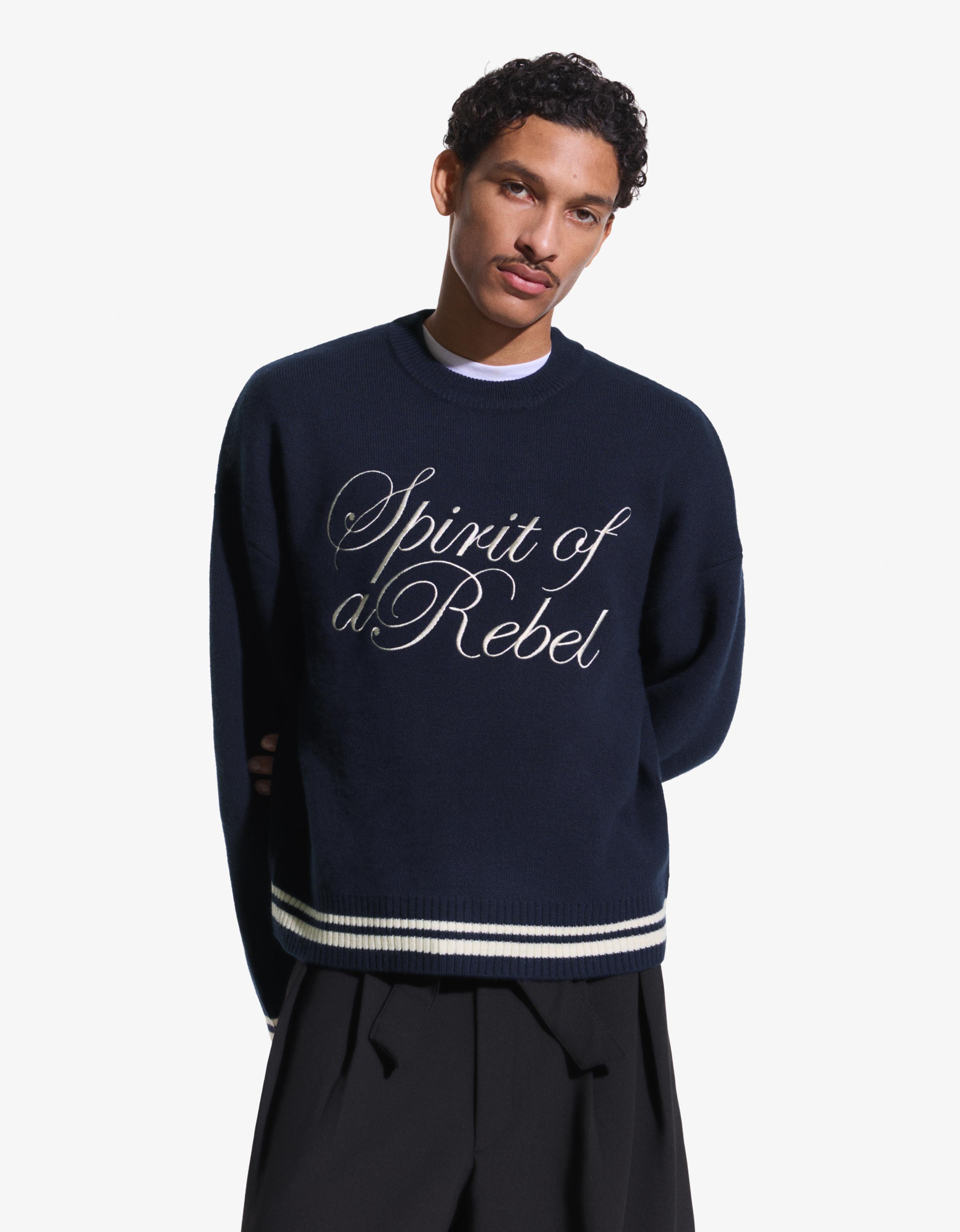 Bershka Bestickter Pullover Herren S Marinenblau