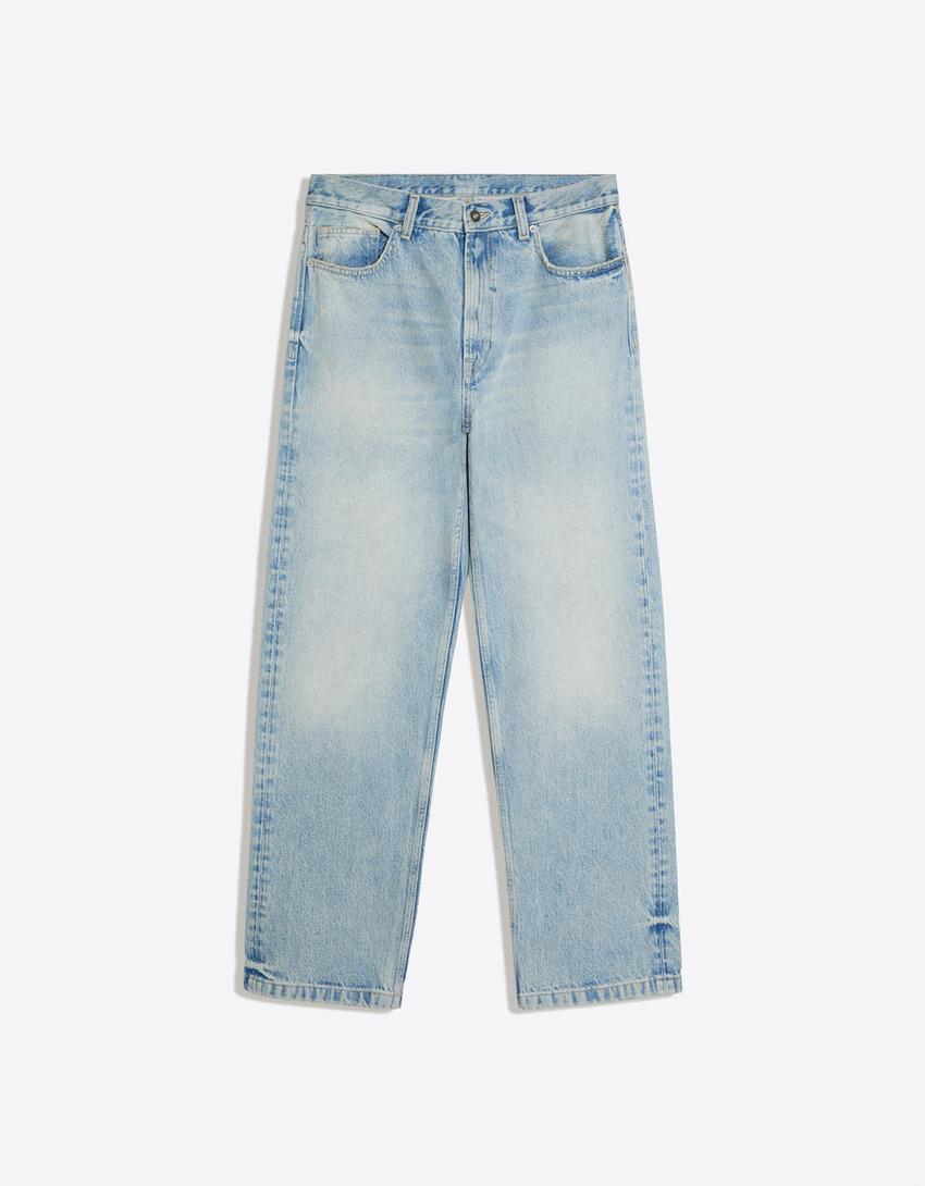 Jeans straight wide-Azul lavado