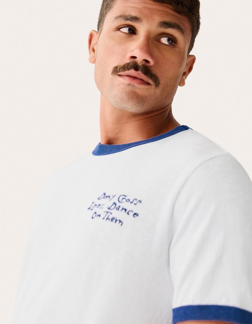 Camiseta manga corta contraste-Azul