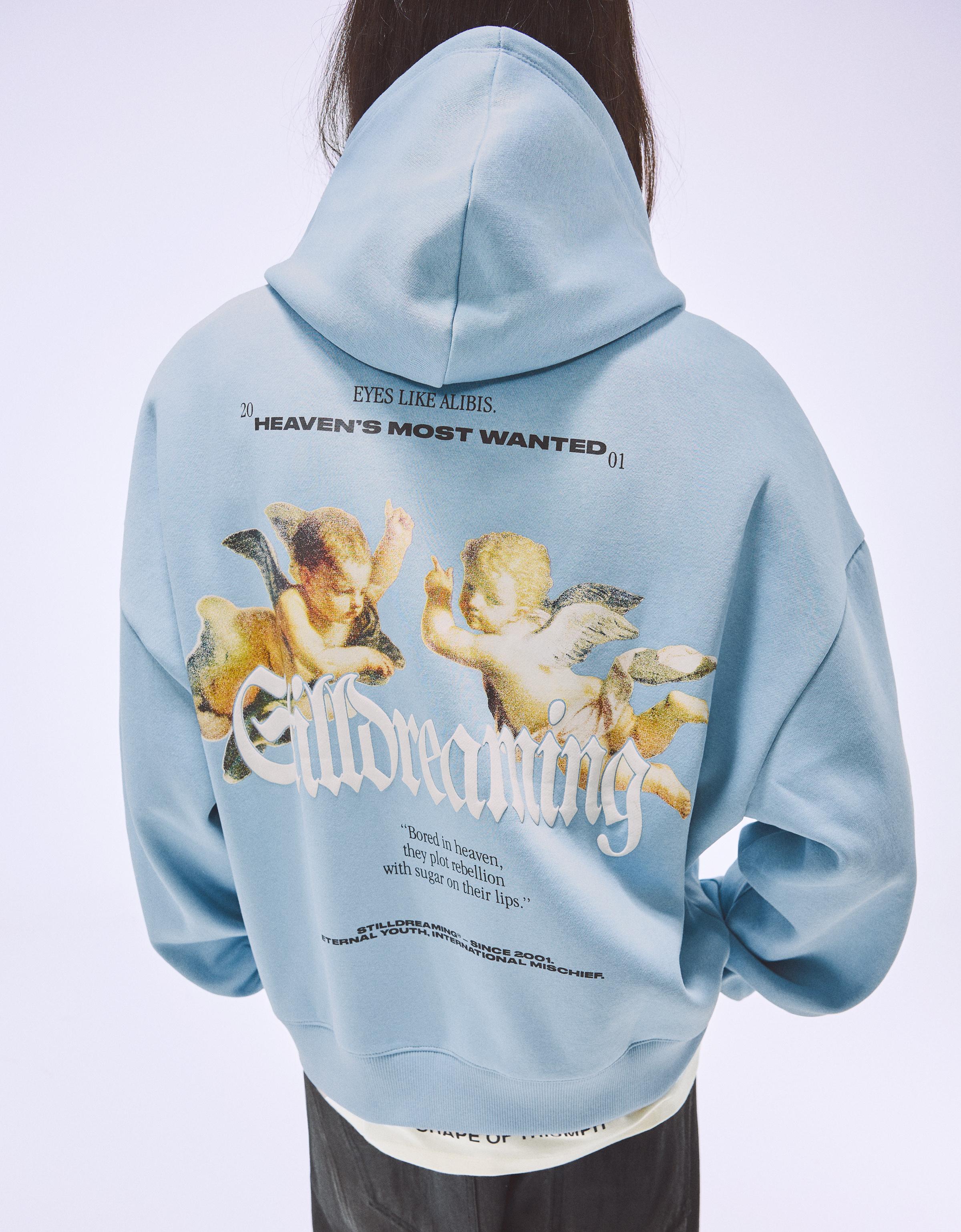 Bershka Boxy-Sweatshirt Mit Print „Heilige Margareta Von Cortona“ Herren Xs Hellblau