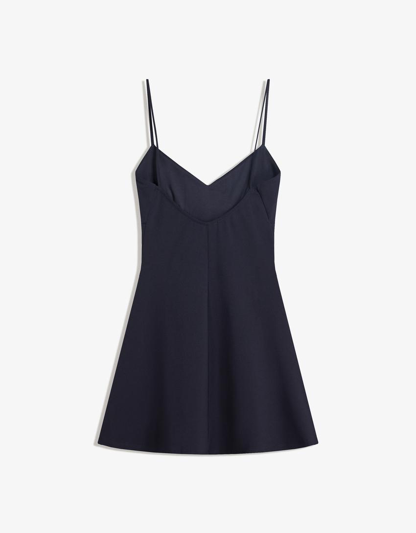 Robe mini à bretelles-Marine-5