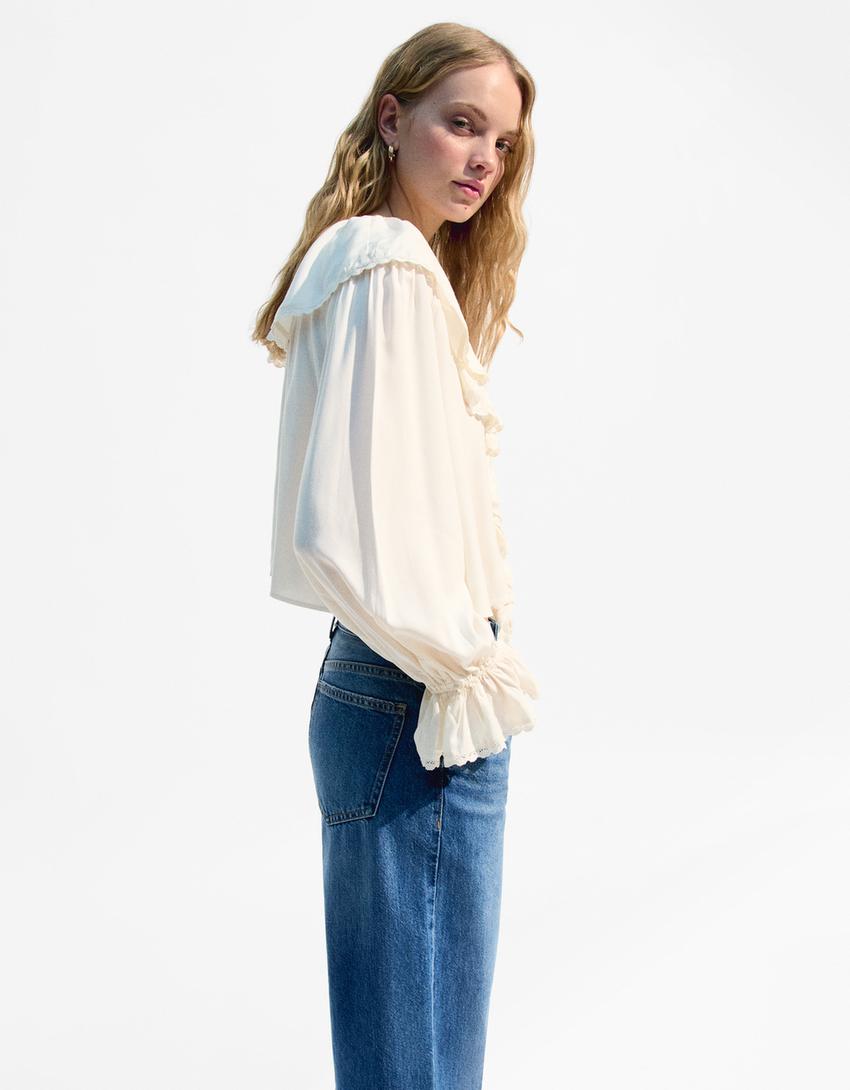 Blusa fluida volantes-Crudo-2