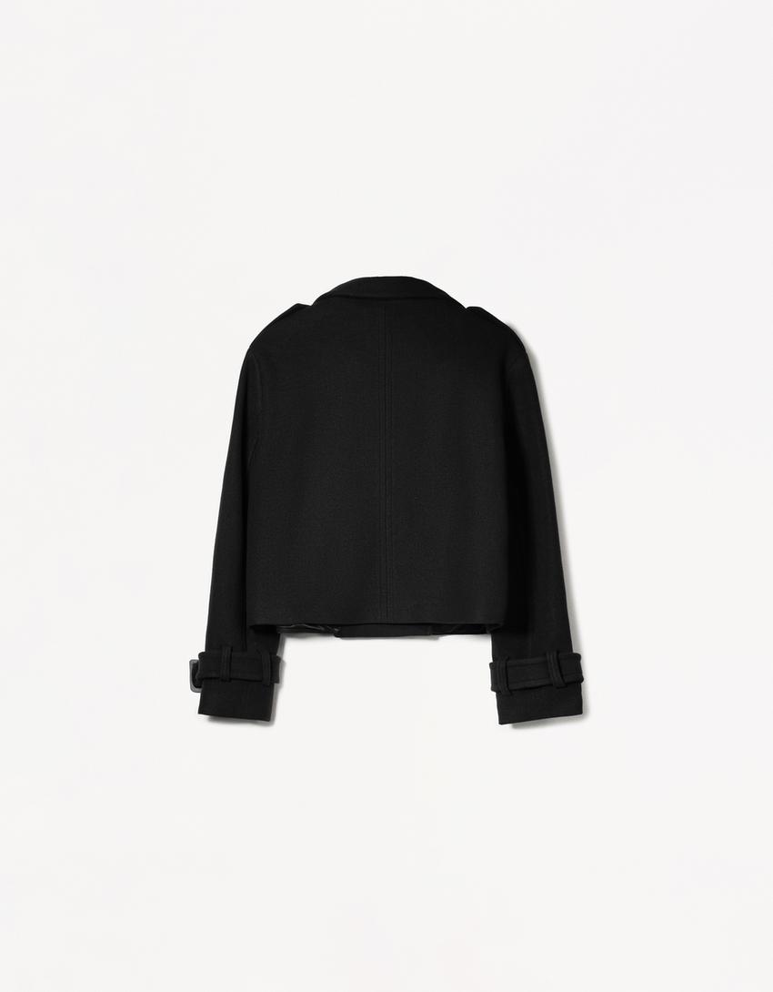 Korte zachte trenchcoat-Zwart