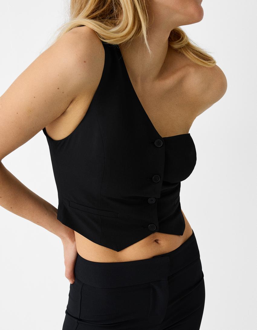 Asymmetric waistcoat-Black-5