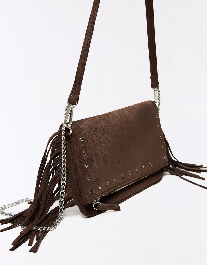 Sac à franges et clous-Marron