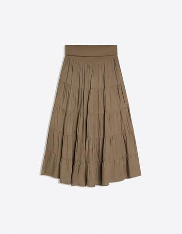 Fold-over waist midi skirt — Khaki 5