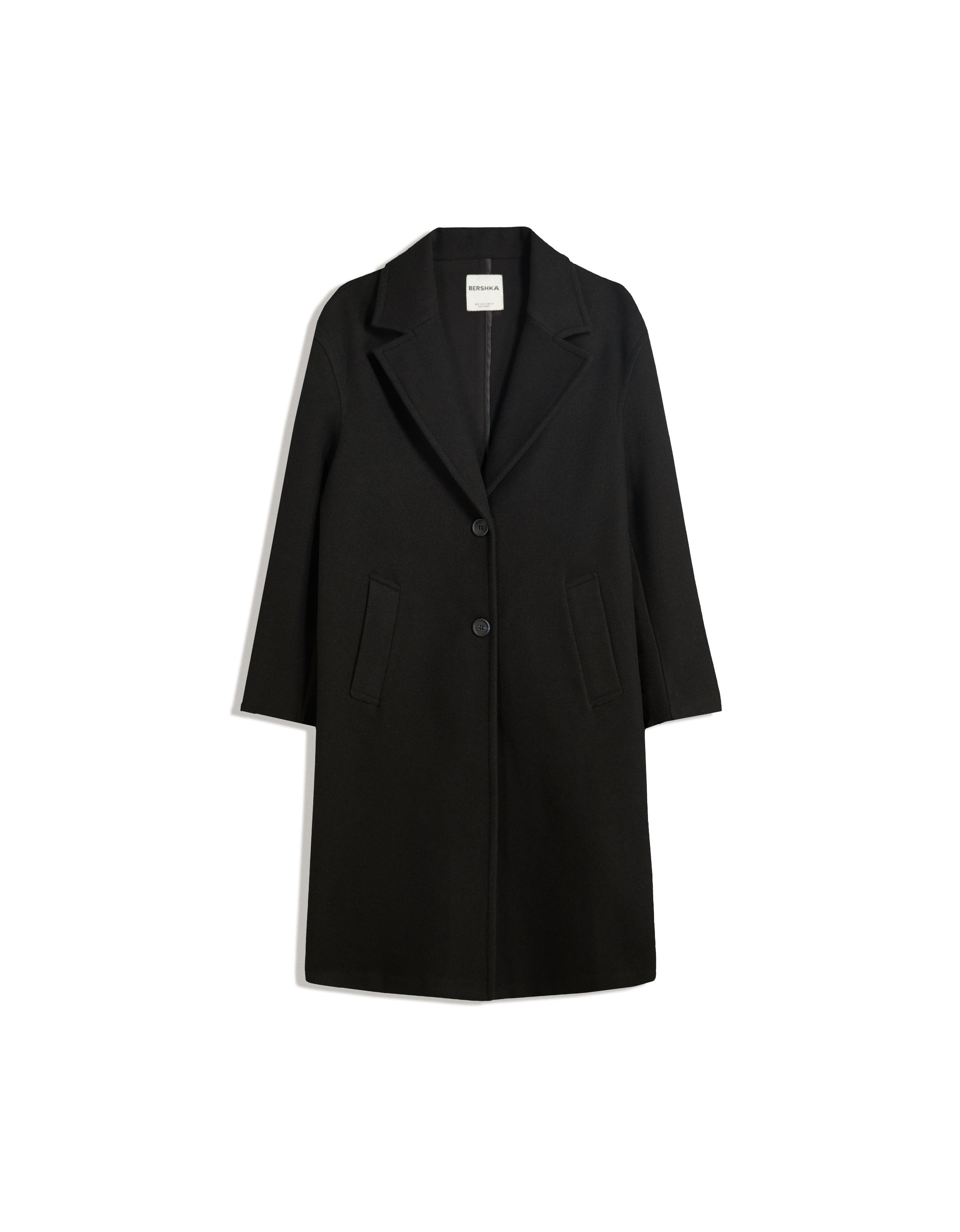 Soft-touch long coat — Black