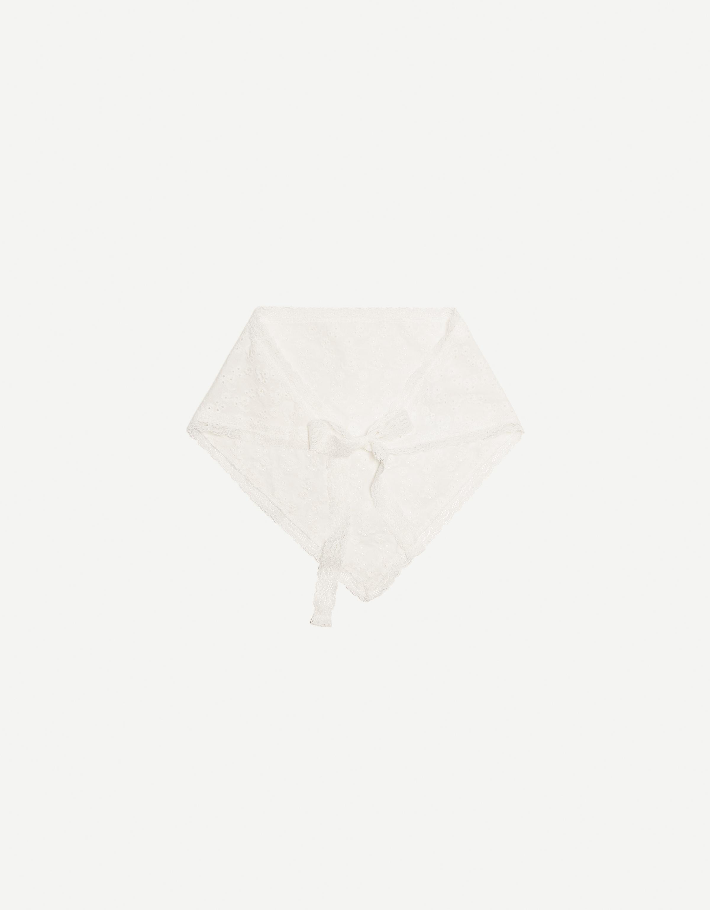 Bershka Halstuch Mit Schweizer Stickerei Und Spitzenkante Damen Weiss