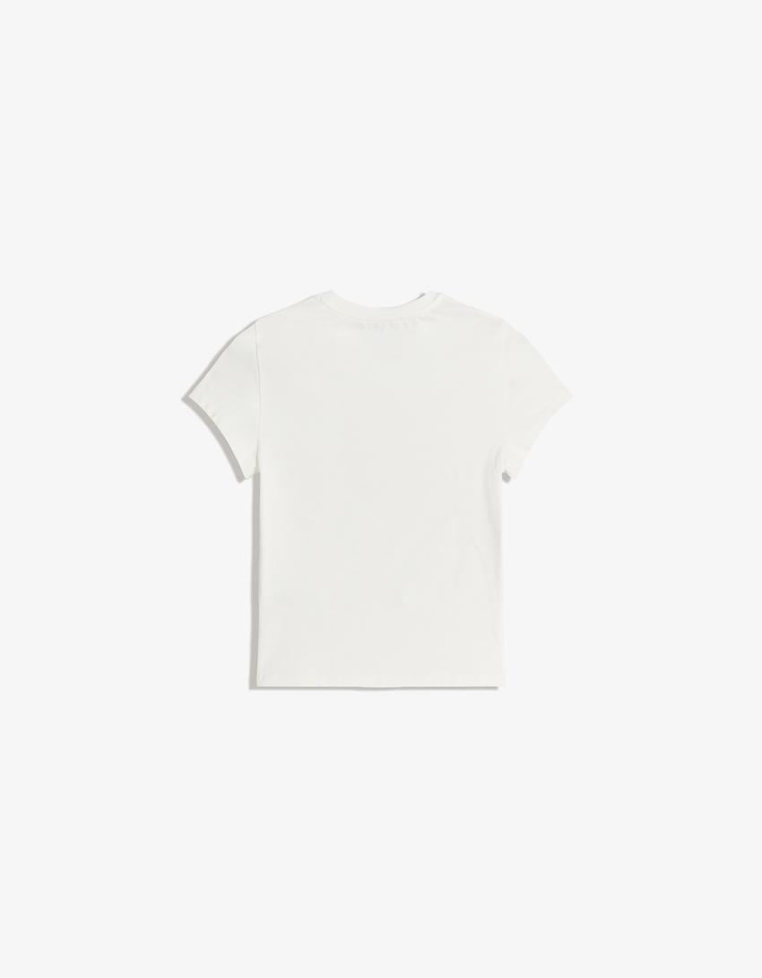 T-shirt manches courtes imprimé-Blanc cassé-4