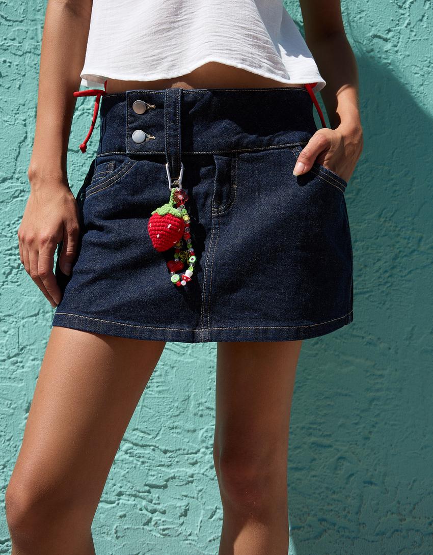 Stretch denim mini skirt