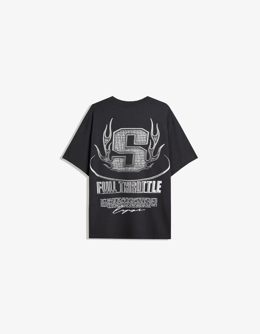 T-shirt manches courtes imprimé-Noir-5