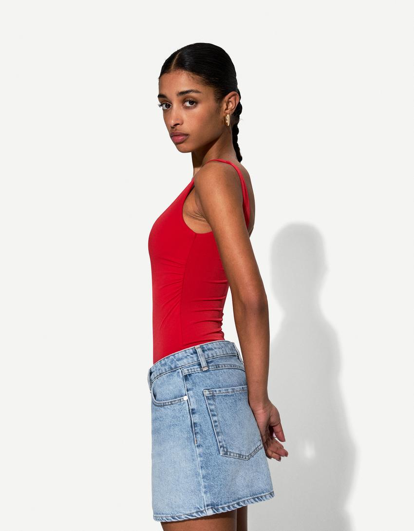 Denim mini skirt-Blue