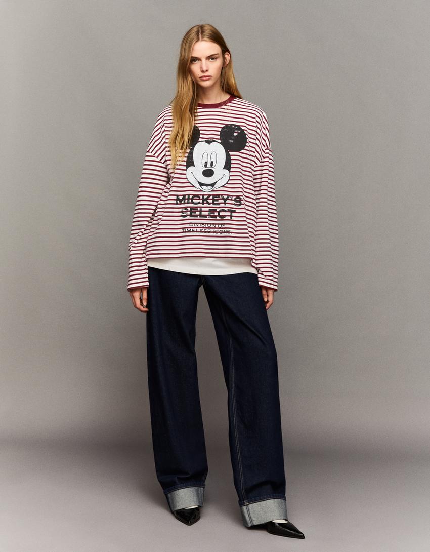Samarreta Mickey Mouse màniga llarga estampat-Bordeus