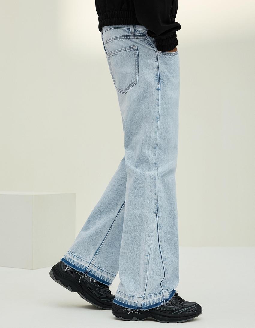 Straight flared jeans-Light blue