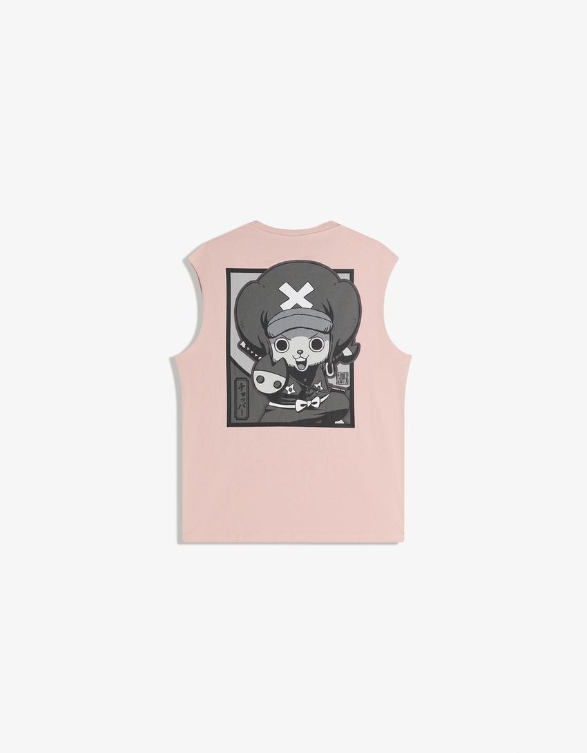 Camiseta One Piece sin mangas print-Rosa