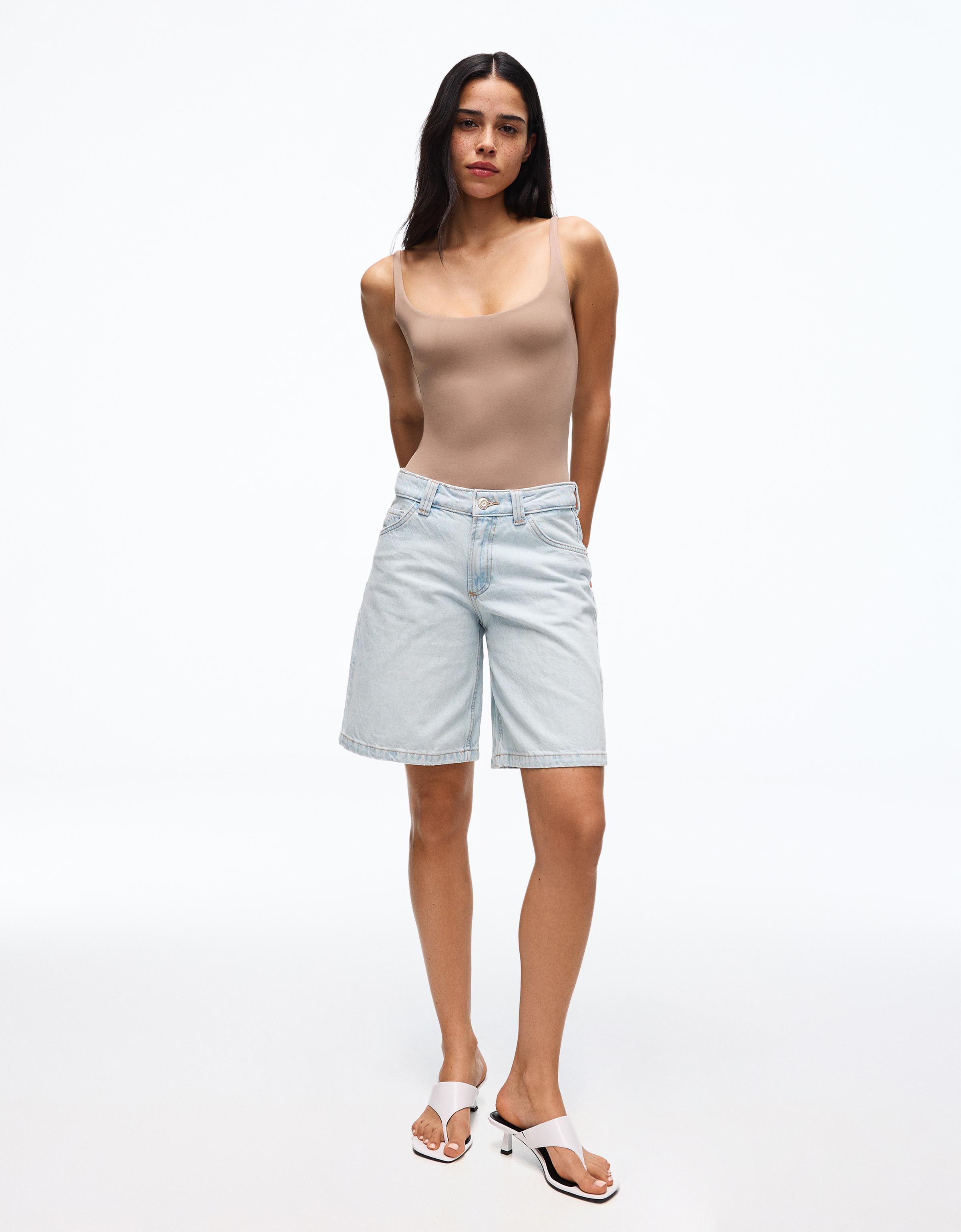 Round neck strappy bodysuit — Pink