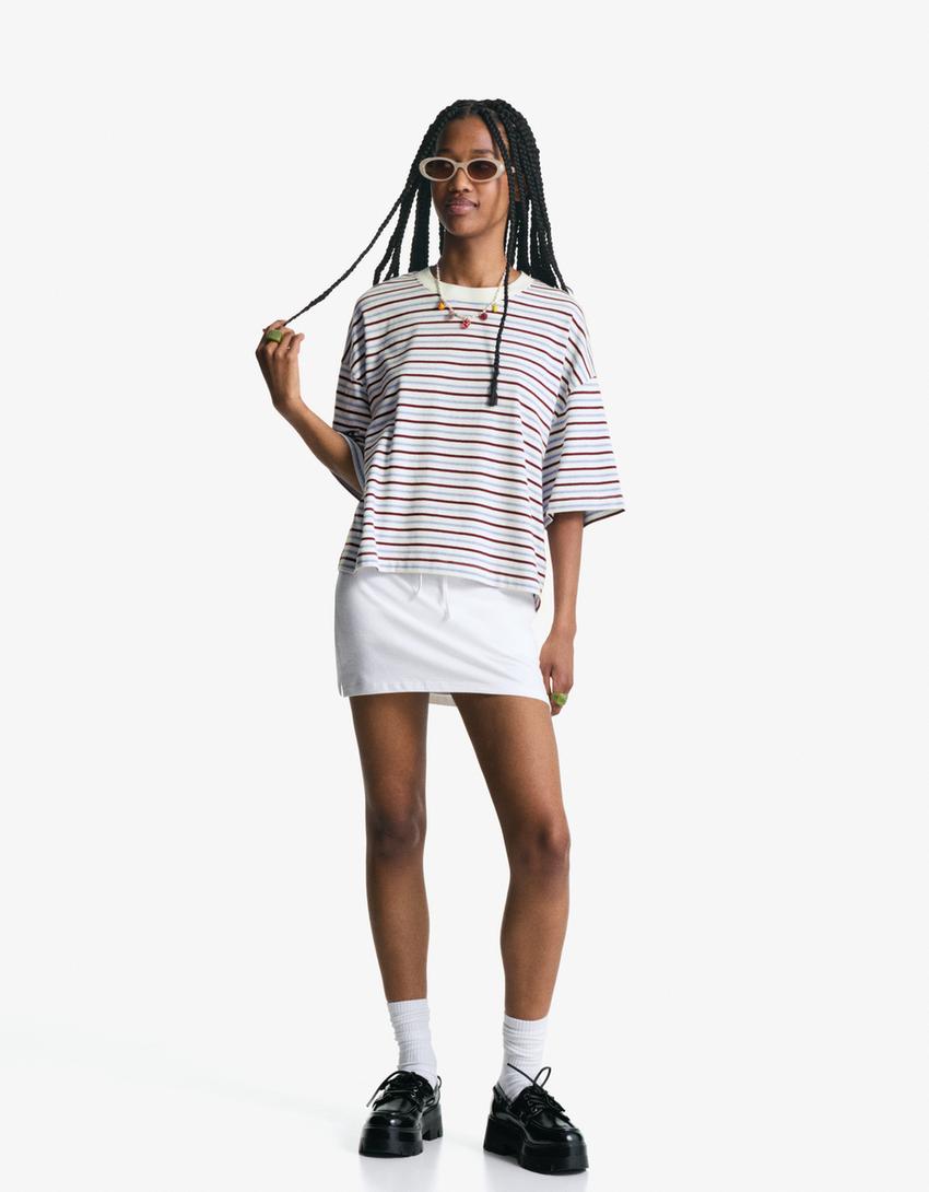 Boxy T-shirt met korte mouw-Wit-2