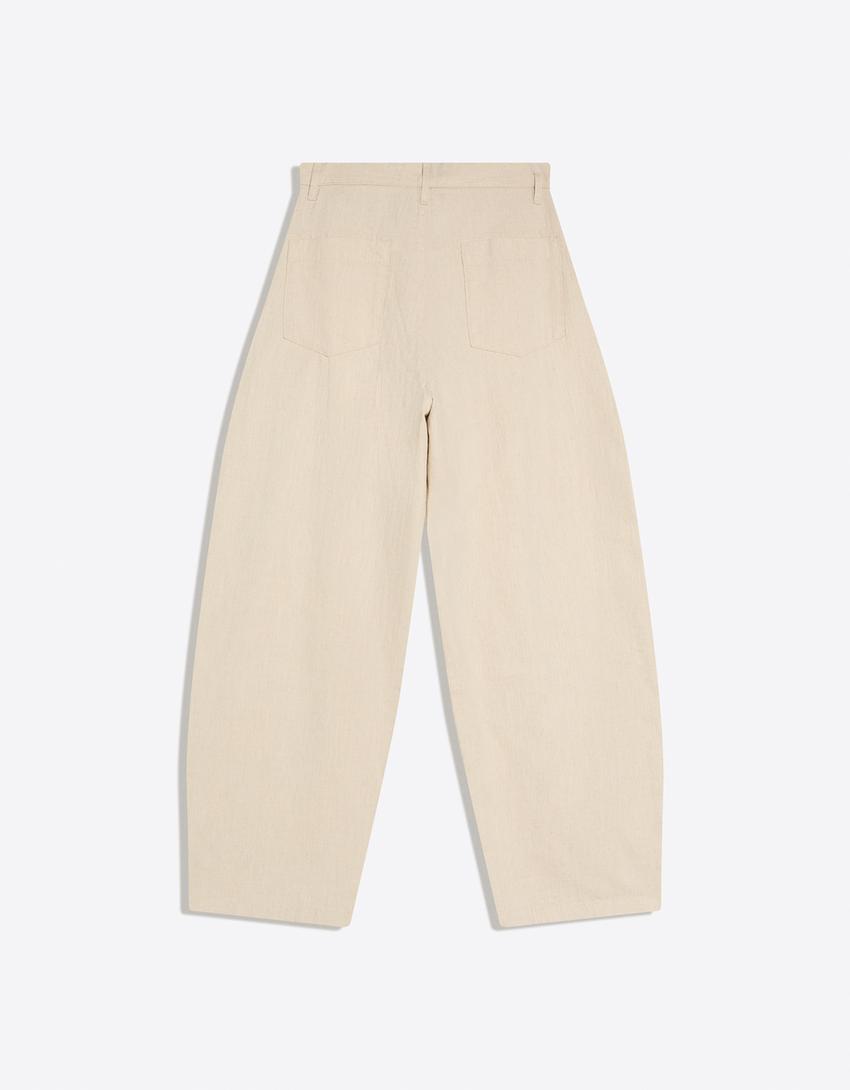 Super baggy trousers with linen-Sand