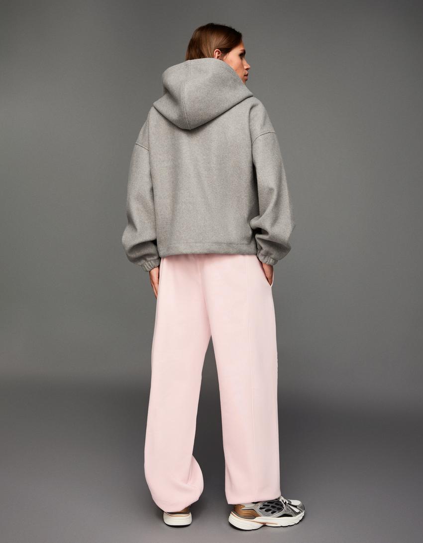 Printed plush joggers-Pink