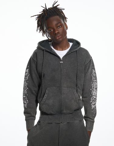Washed effect hood sweatshirt ARIES X BERSHKA — Grey 1