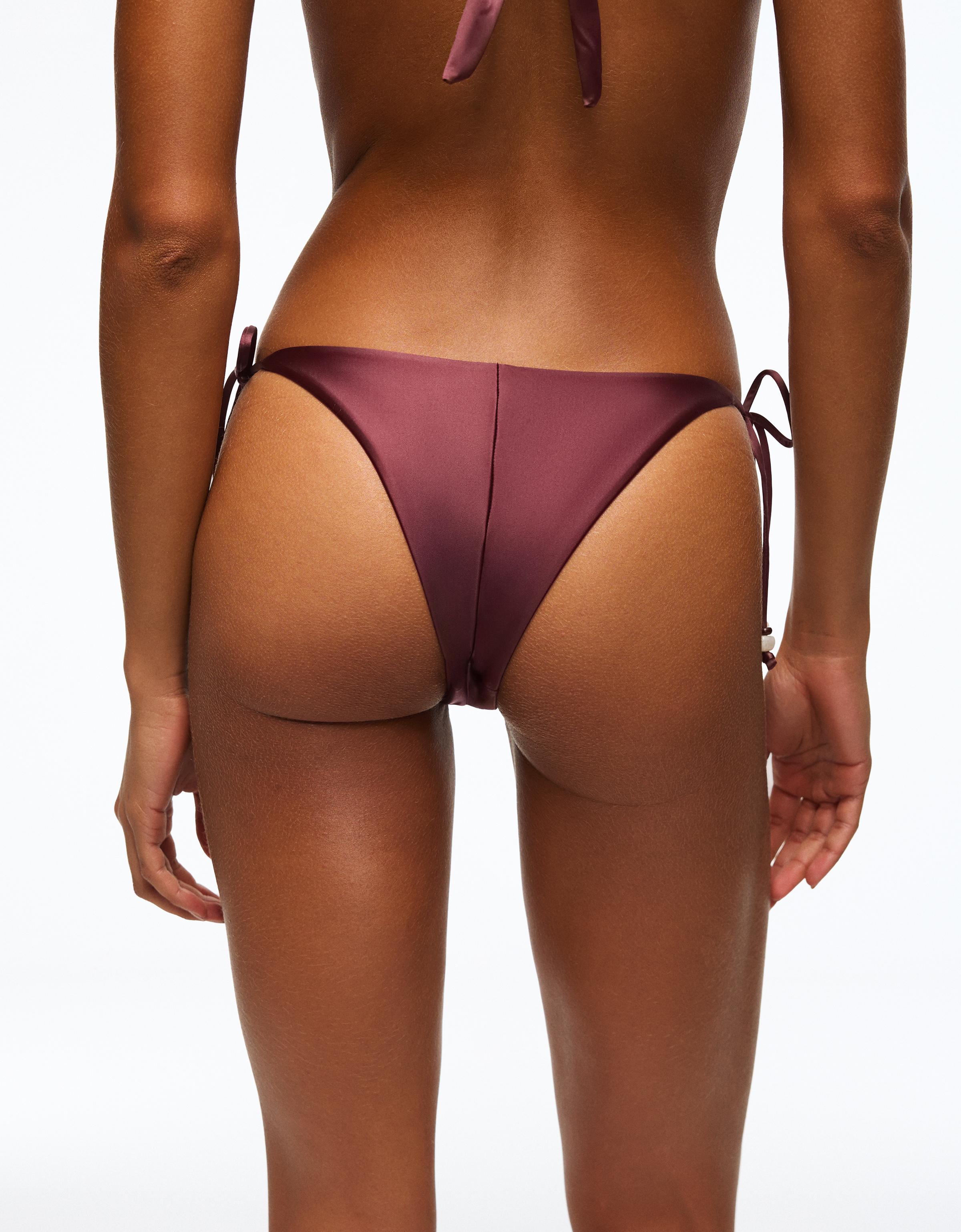Satin bikini bottoms — Maroon