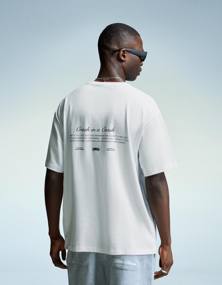 T-shirt manches courtes imprimé-Blanc-1