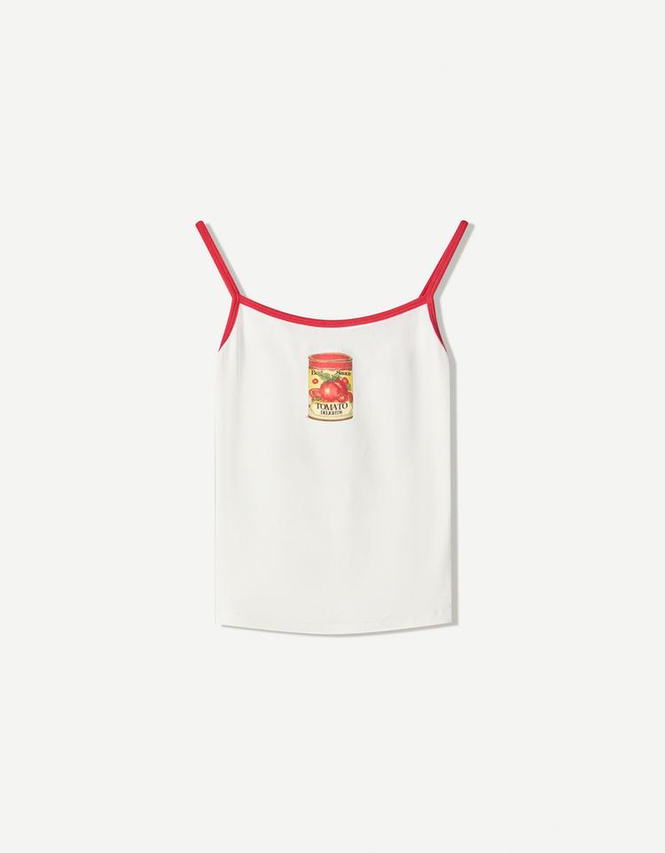 Contrast printed strappy top