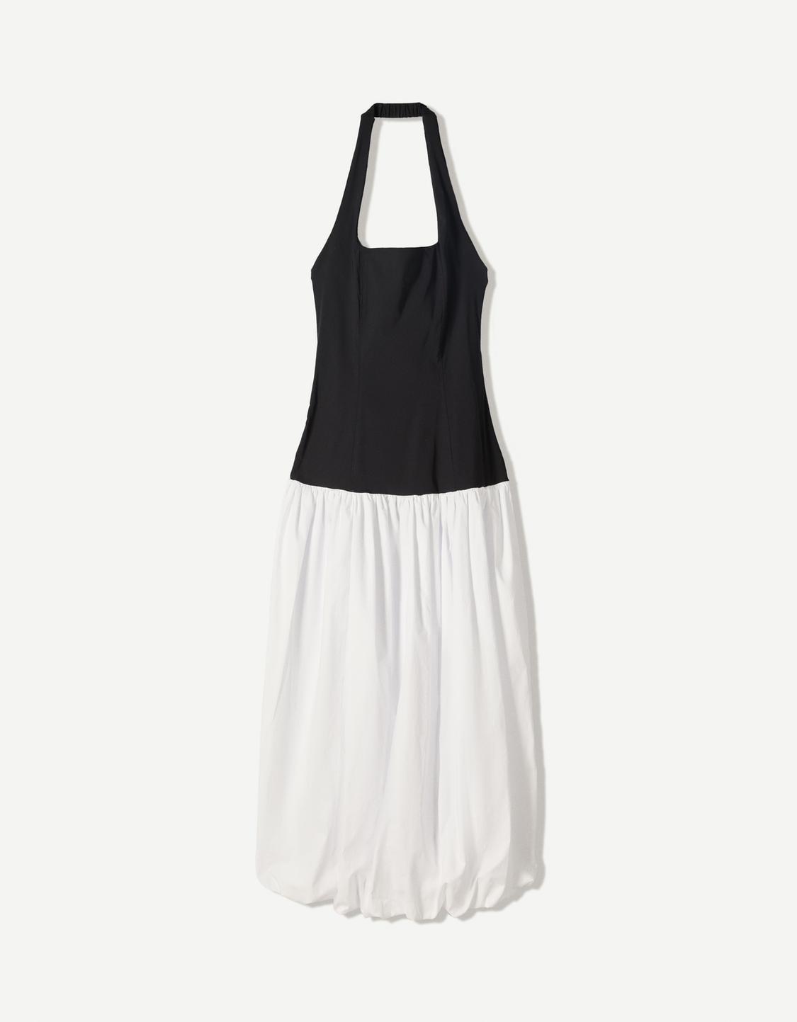 Strappy midi dress with balloon skirt