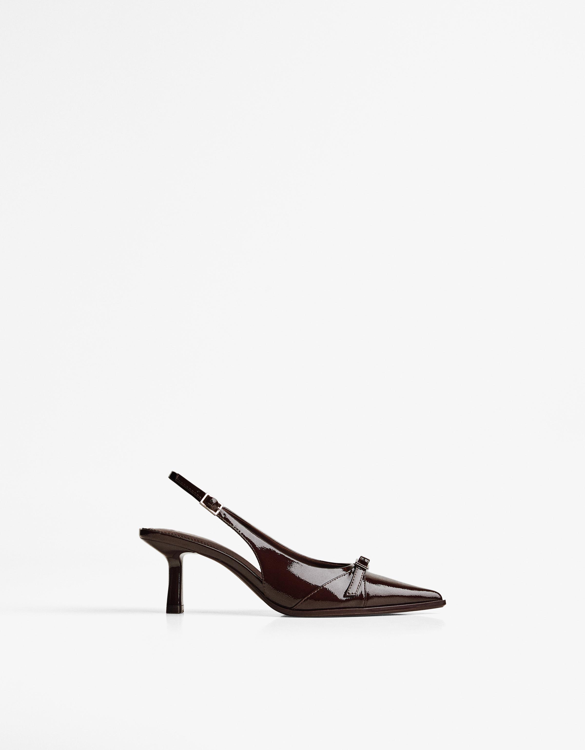 Bershka Kitten-Heels Mit Schnallenriemen Damen 41 Granatrot