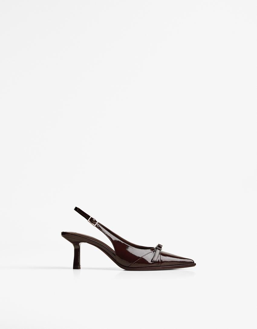 Zapato tacón kitten tira hebilla-Granate