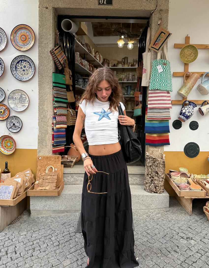 Rustic midi skirt-Black-0