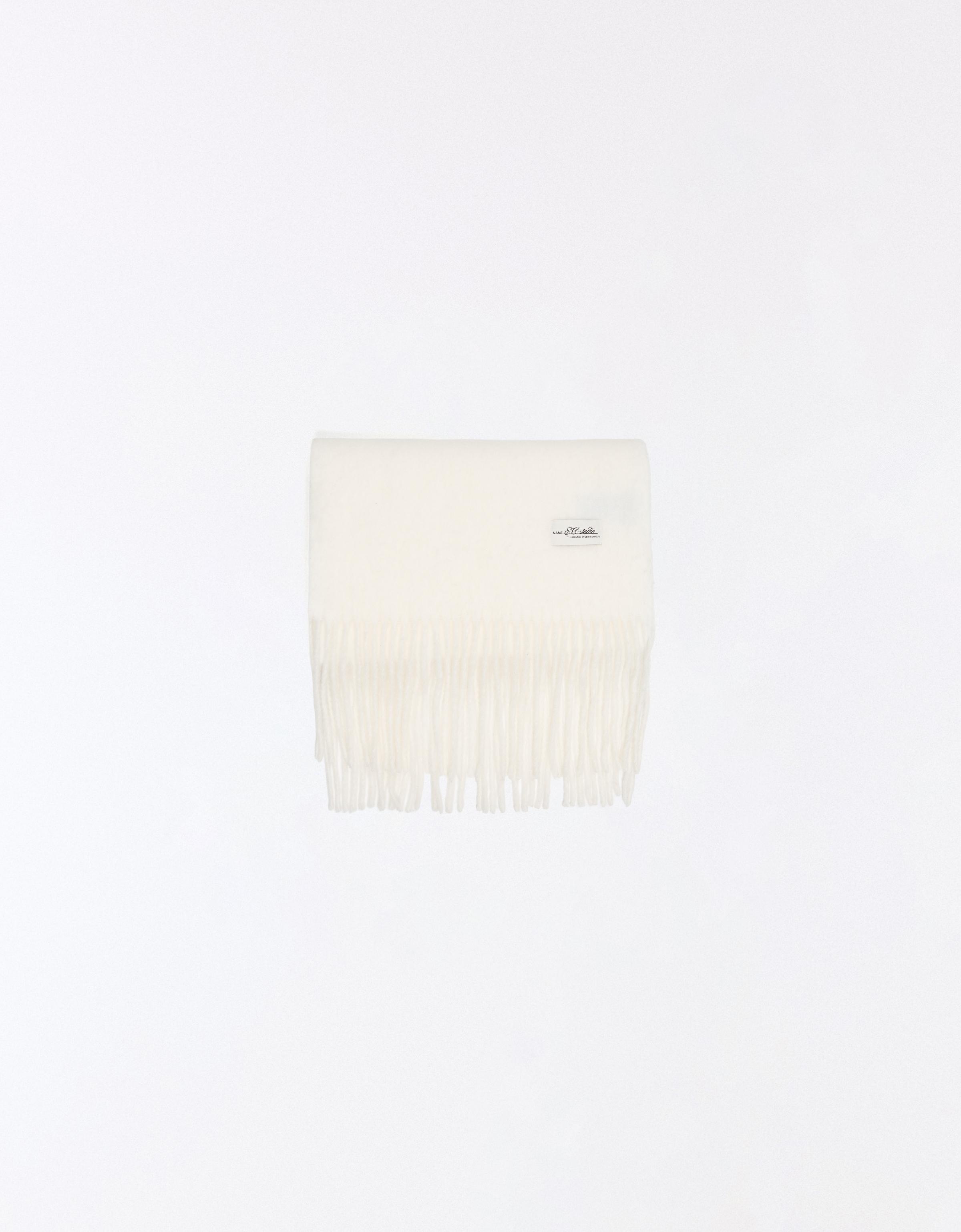 Fine fringed scarf — White