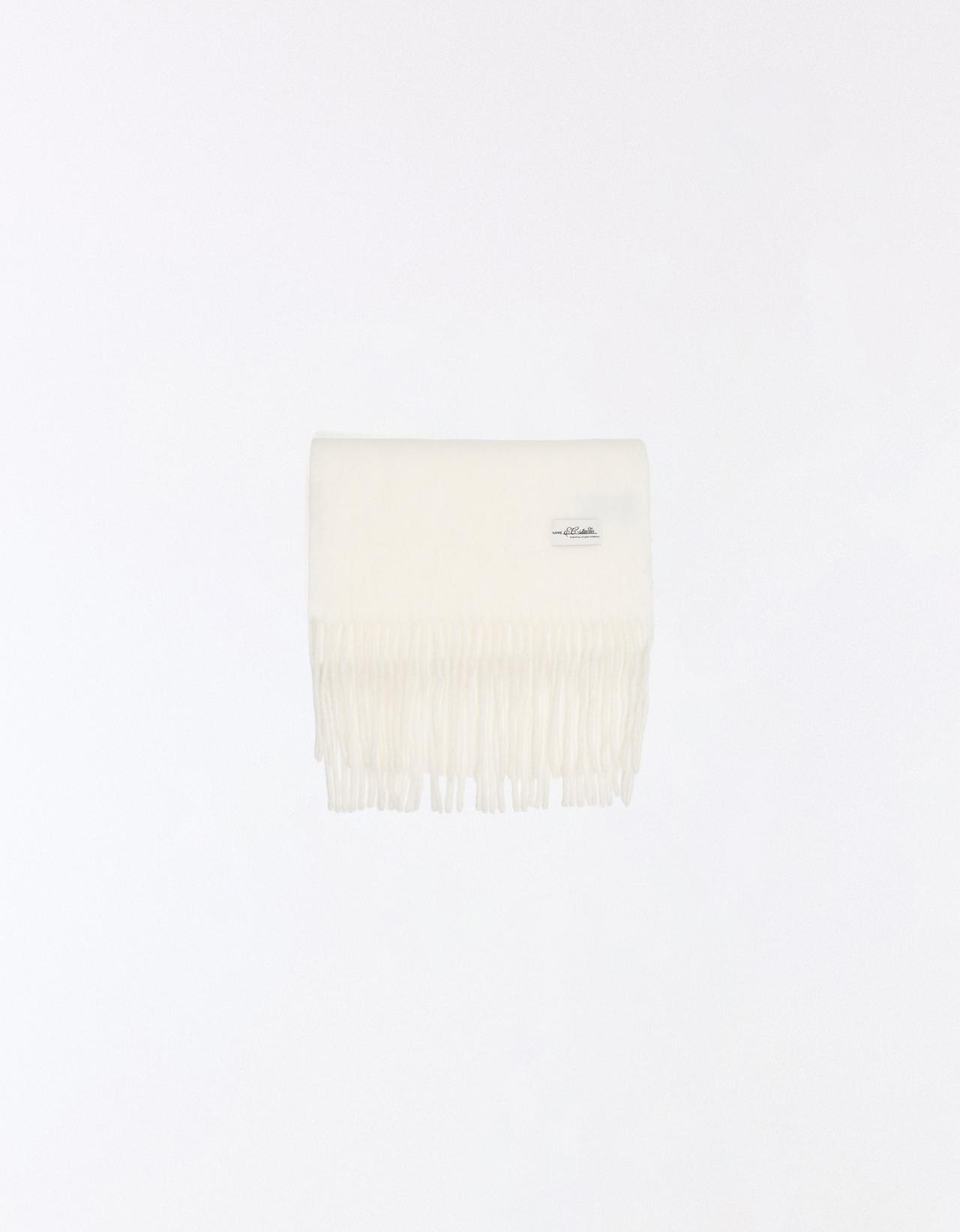 Fine fringed scarf — White
