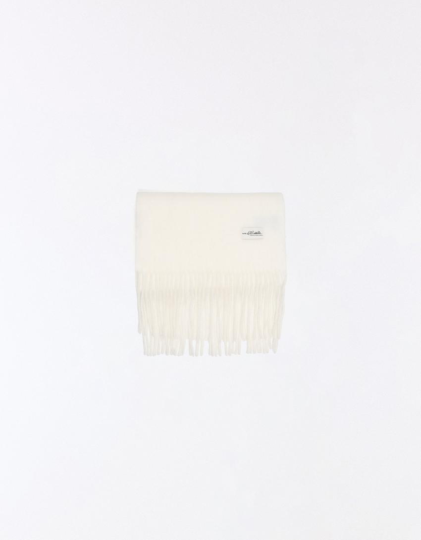 Sciarpa fine con frange-Bianco