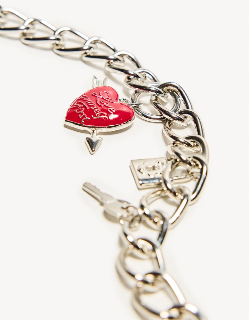 Chain necklace with pendant-Silver-2