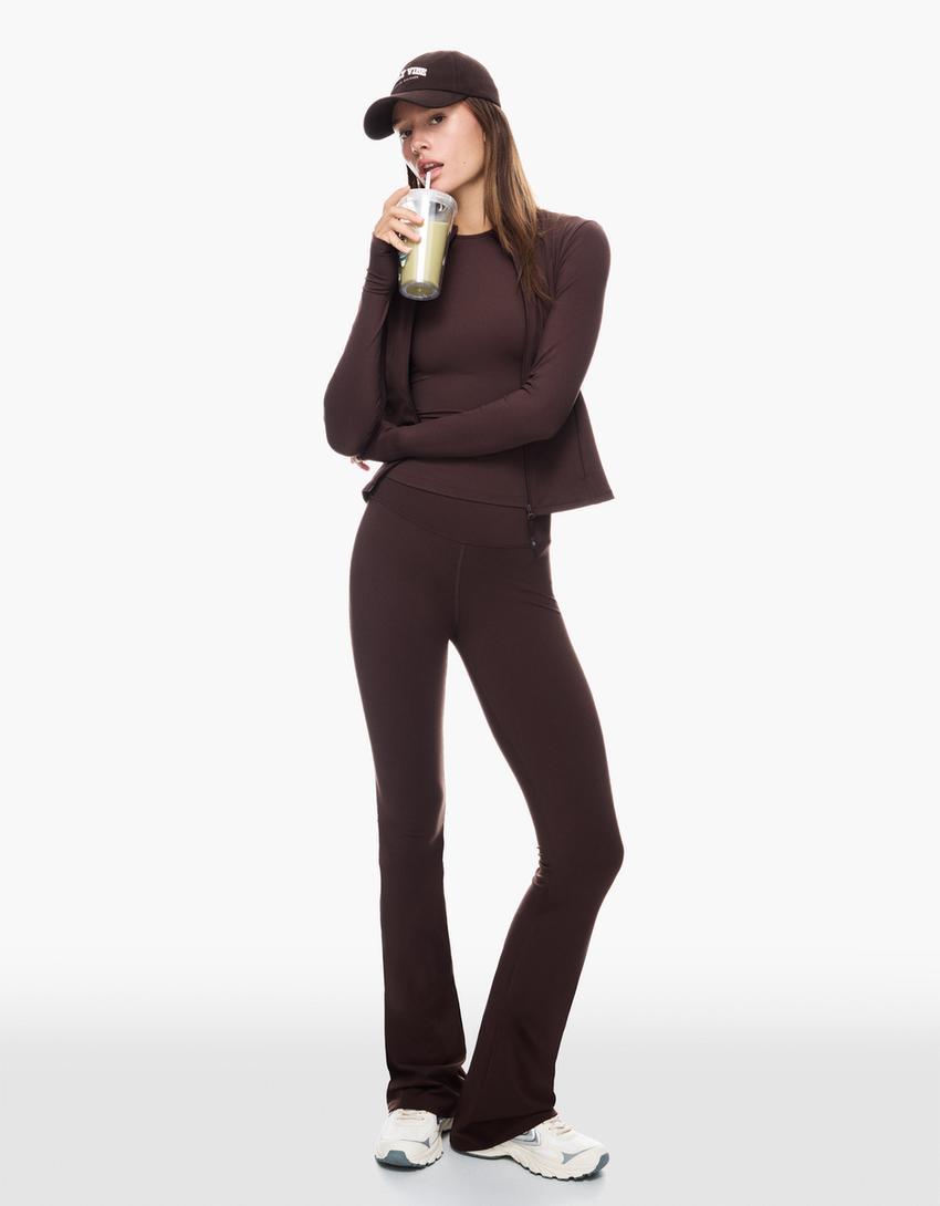 Pantaloni flare tecnici-Marrone
