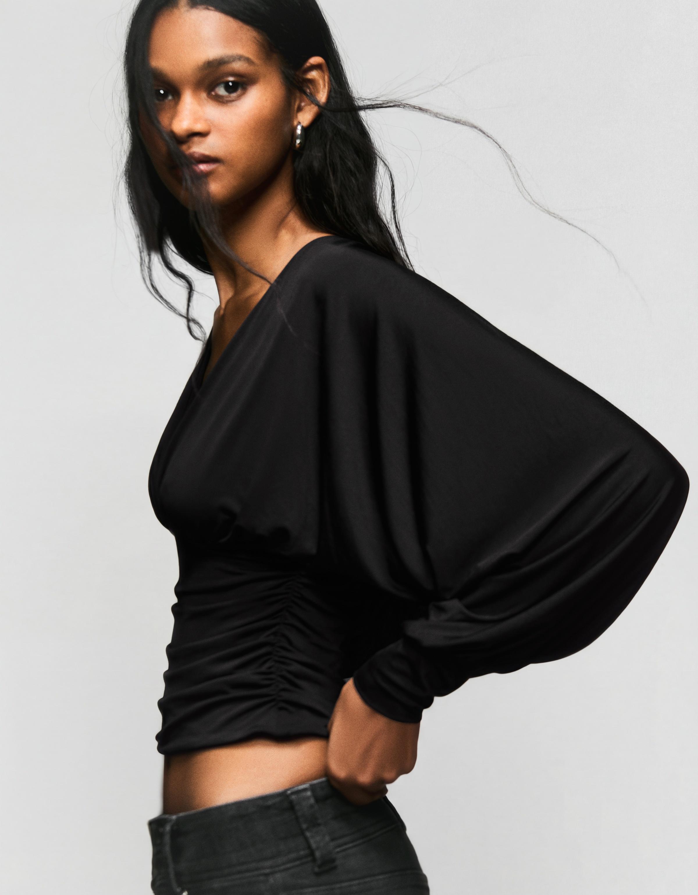 Uzun kollu büzgülü top - Görsel 56