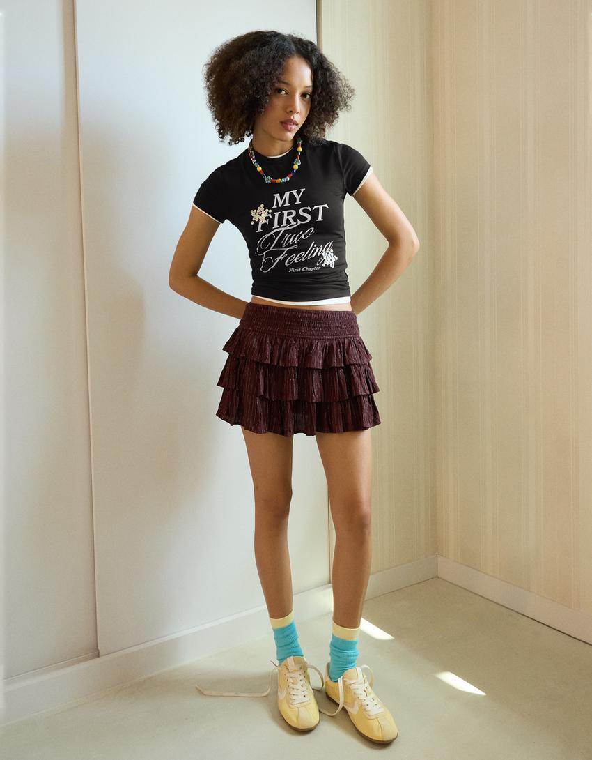 Napillinen lyhythihainen T-paita-Laivastonsininen