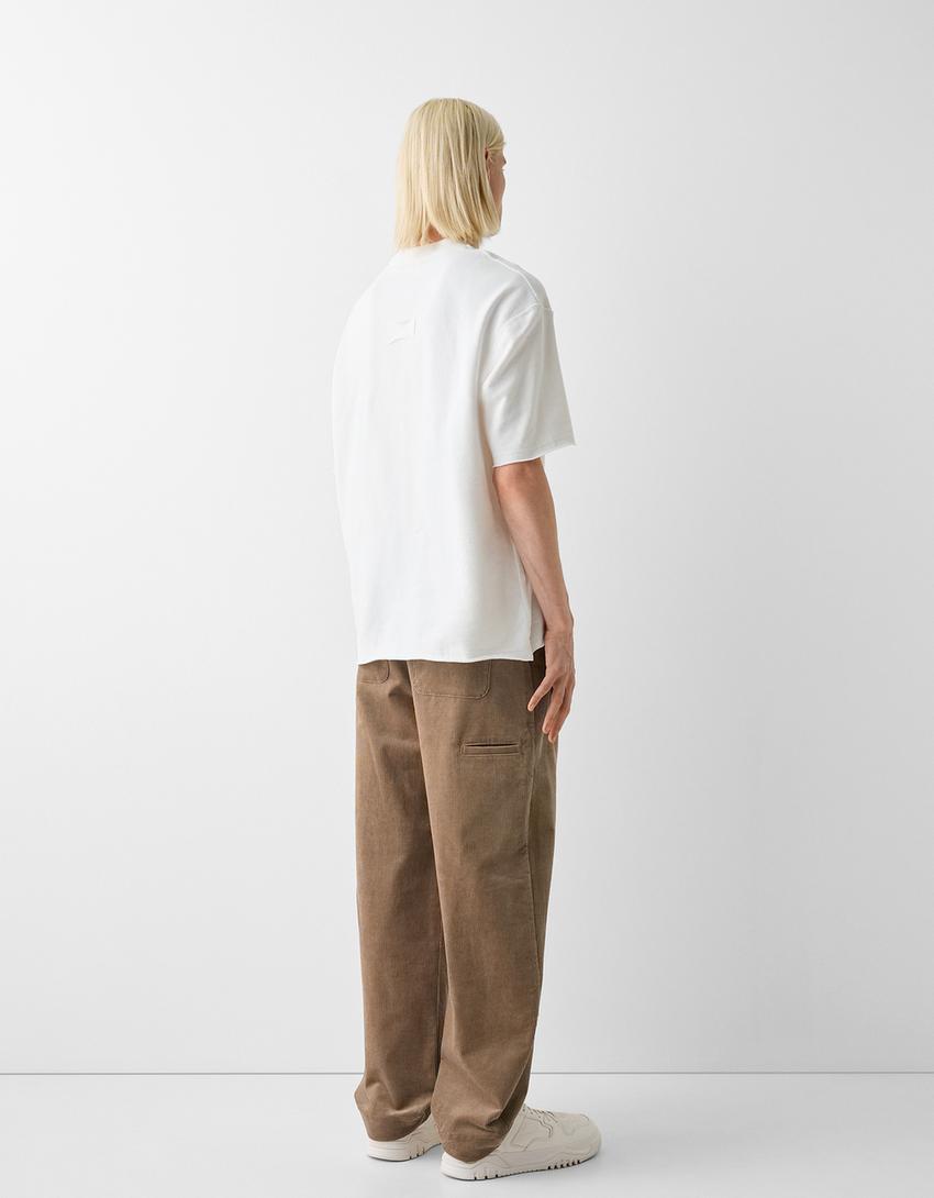 Calças skater pinças bombazina-Caramelo-2