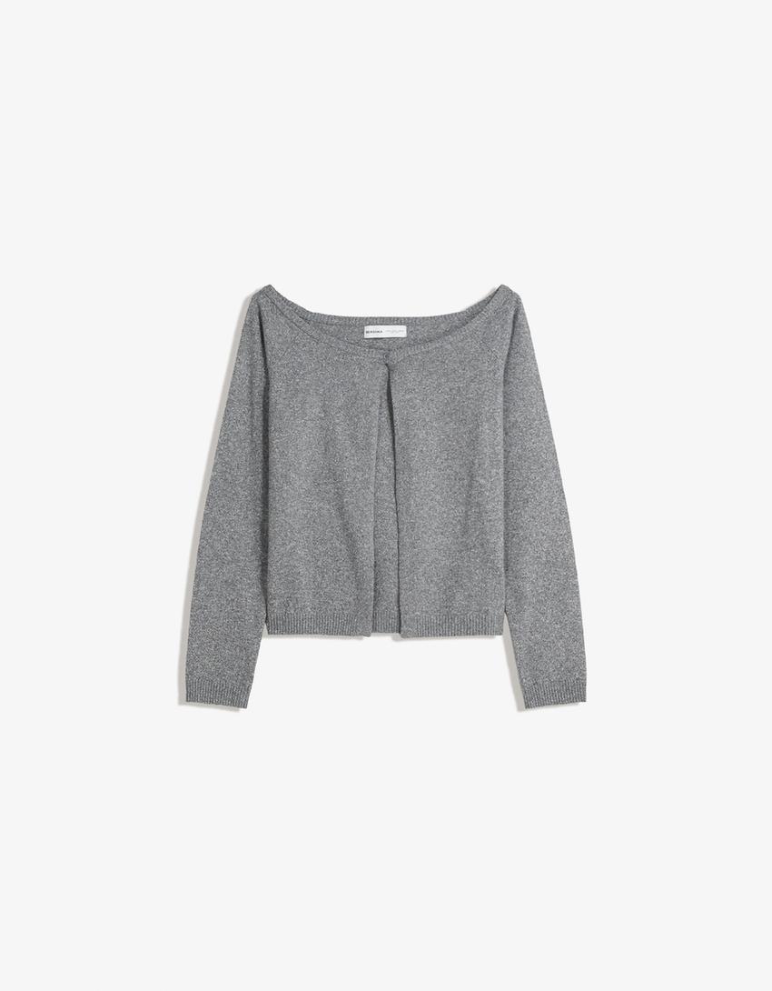 Chaqueta bardot botón-Gris-0