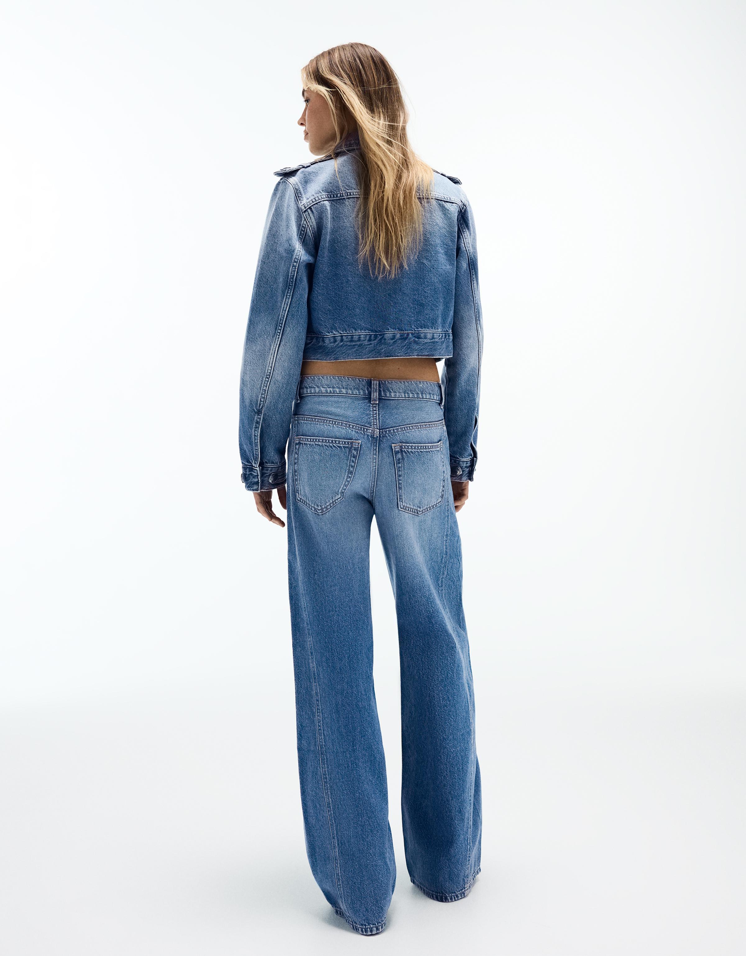 High-waist barrel jeans — Light blue