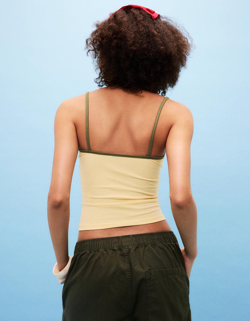 Top sa dezenom i bretelama-Žuta