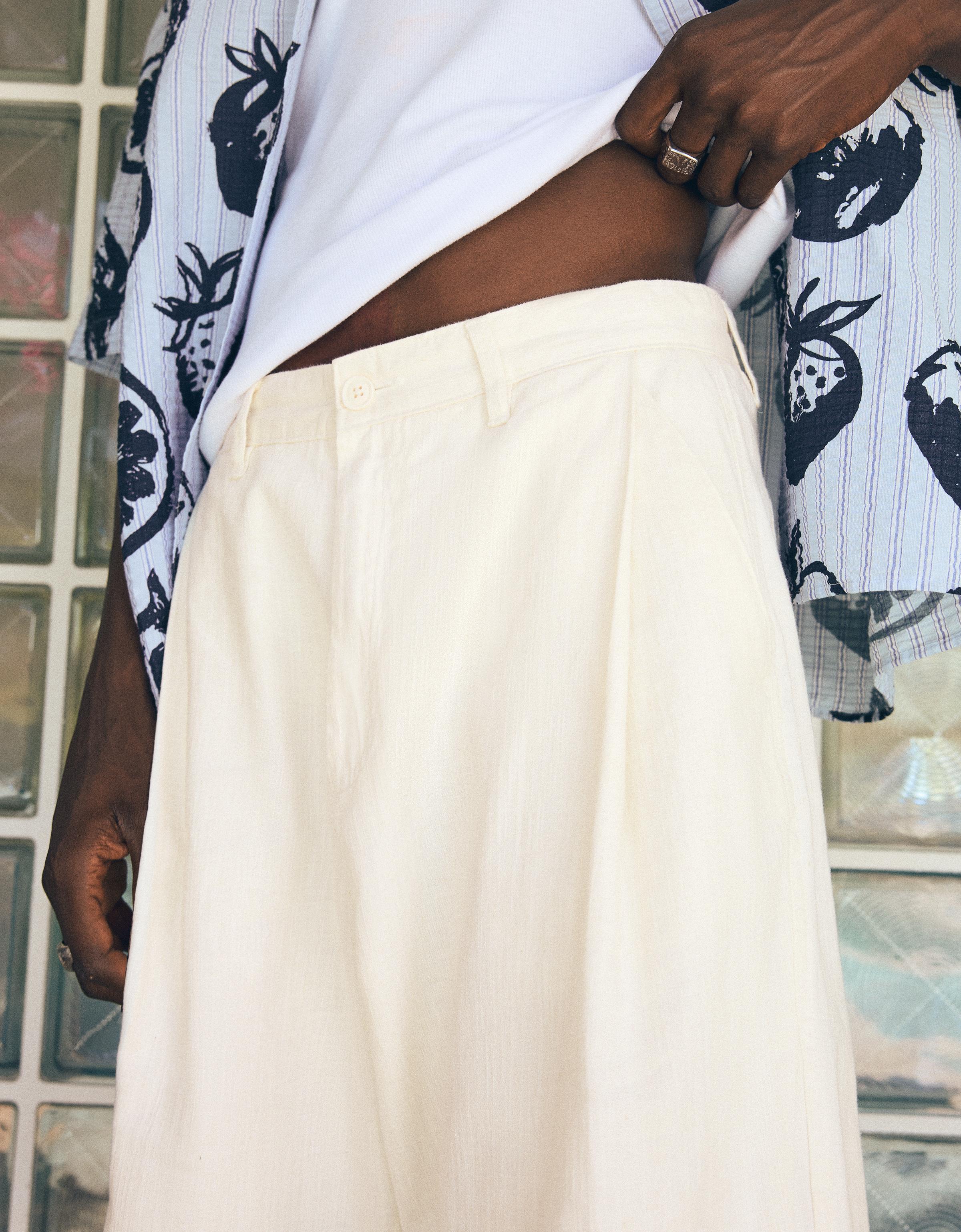 Super baggy linen Bermuda shorts — Off white