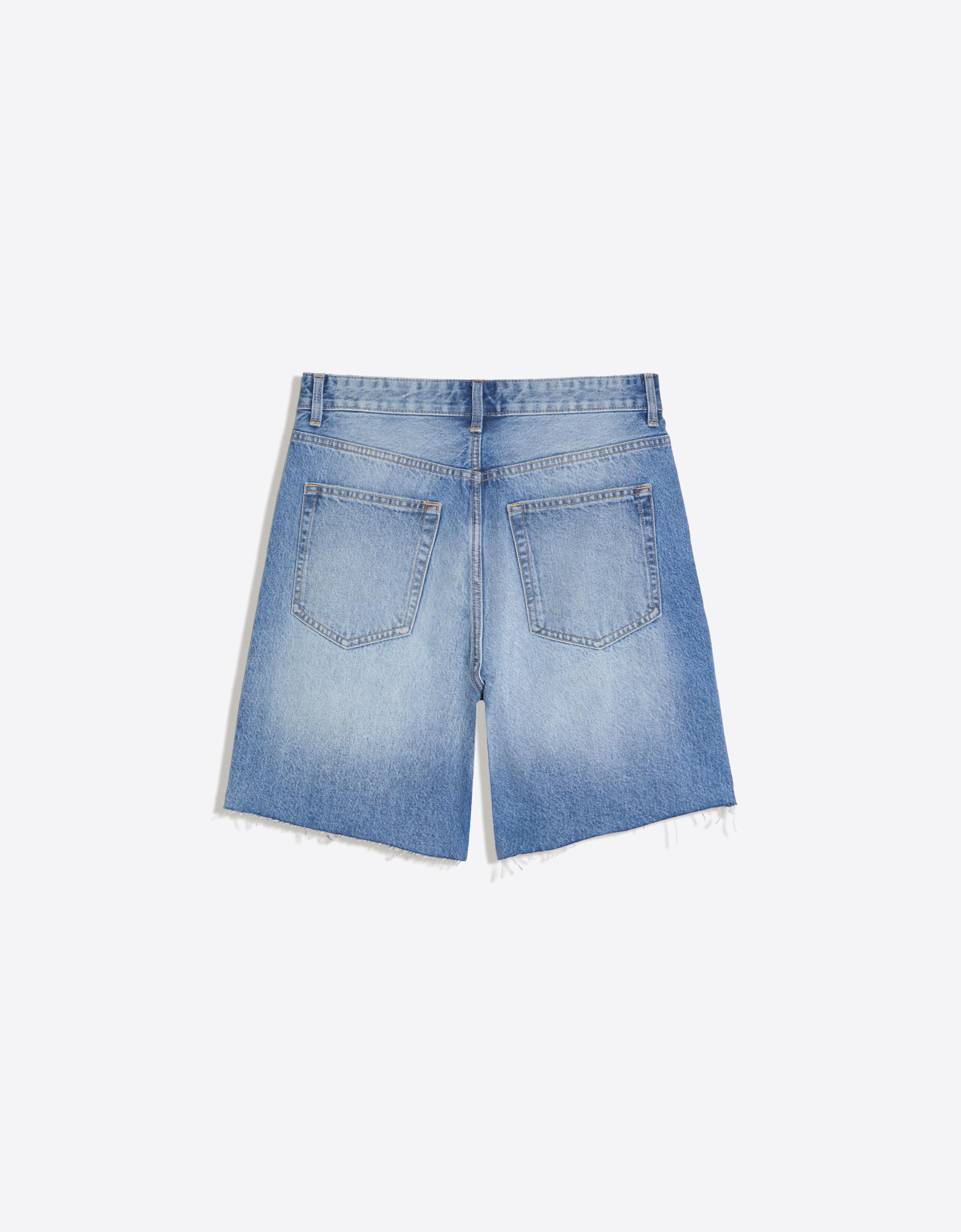 Ripped denim Bermuda shorts — Light blue