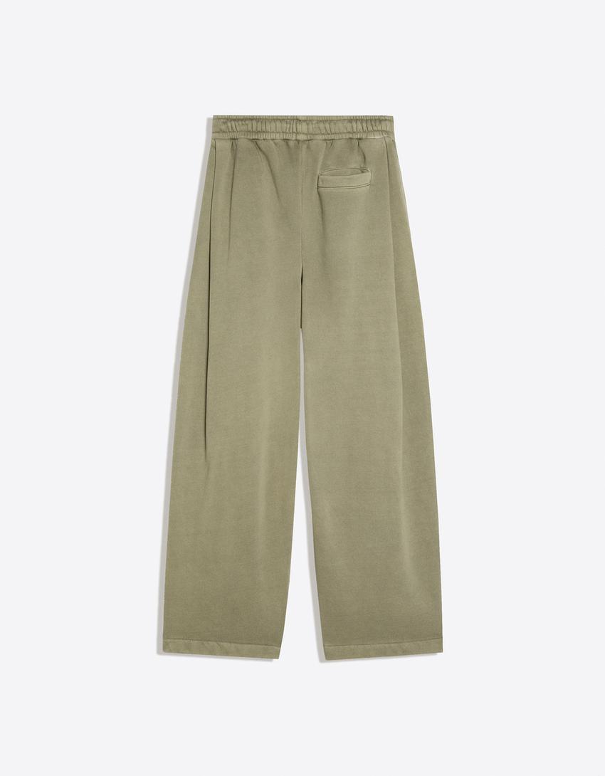 Spodnie o kroju balloon z efektem prania-Khaki