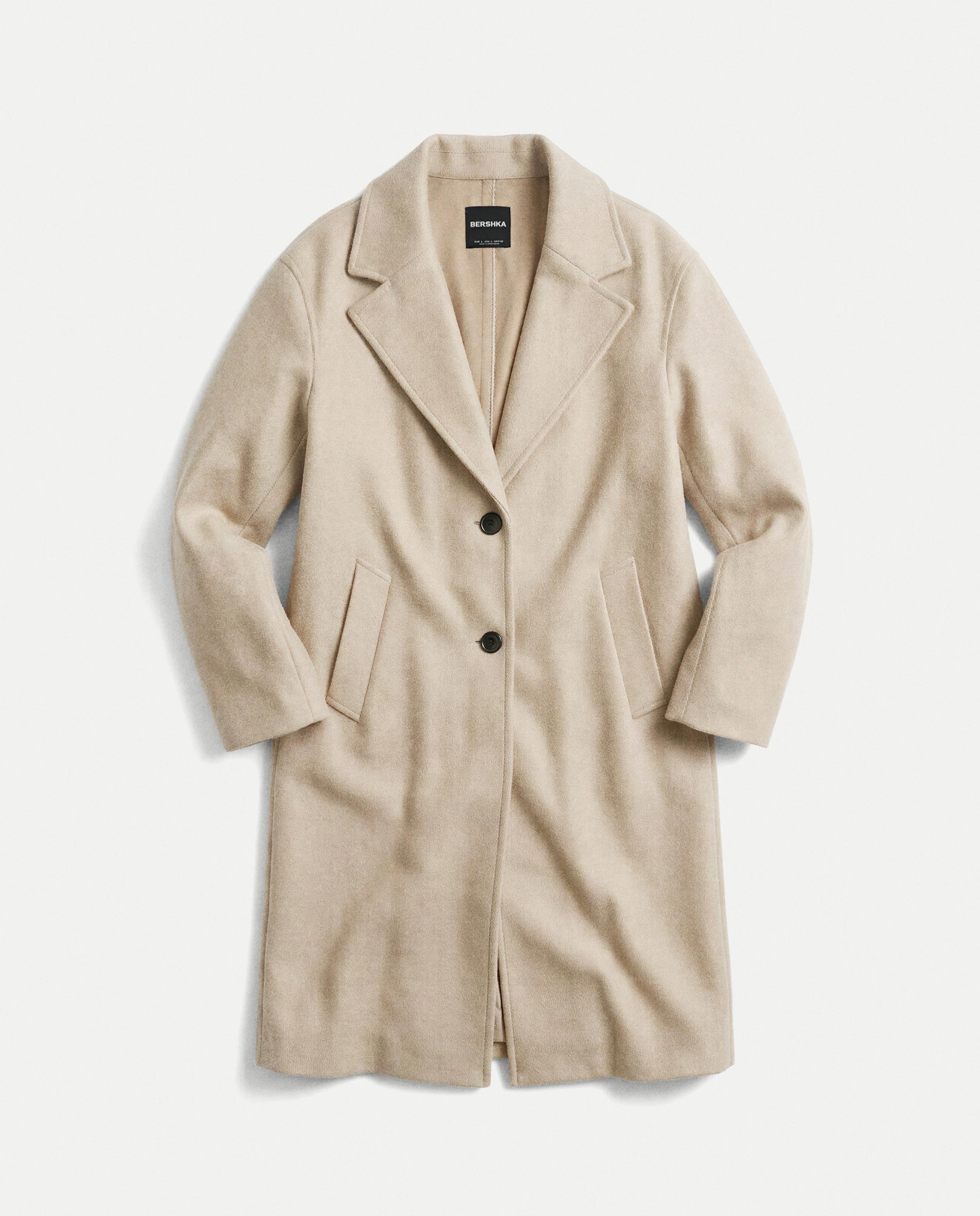 Soft-touch long coat — Sand