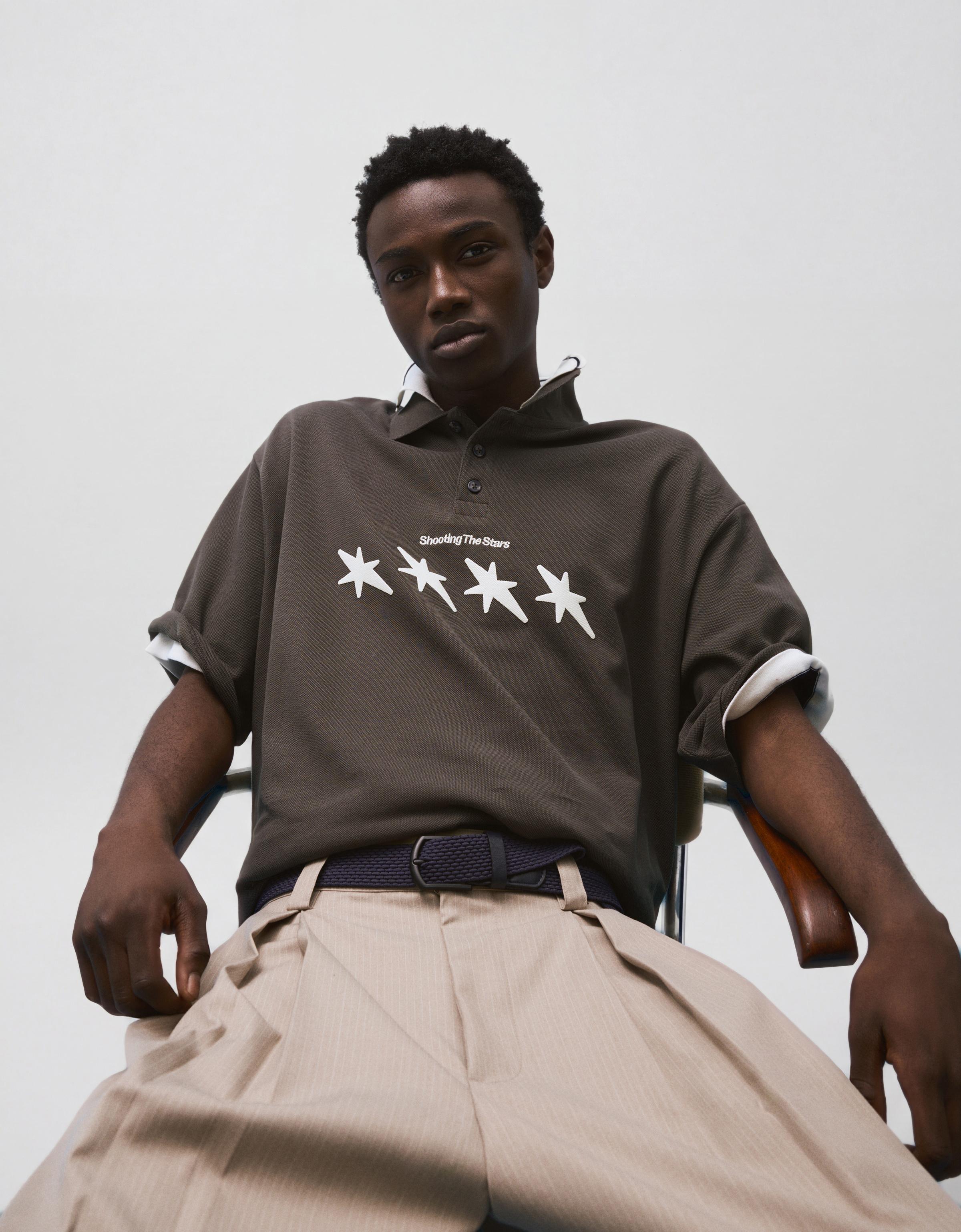 Baskılı boxy fit polo yaka t-shirt - Görsel 22